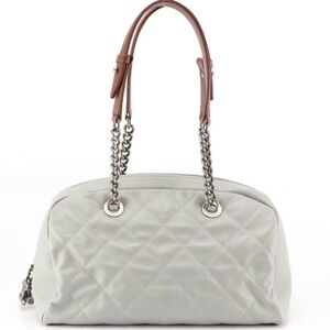CHANEL Country Chic Bowler Shoulder Bag in Grey Quilted Calfskin Leather